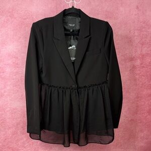 155. Simply Vera Vera Wang Black Blazer with Chiffon Hem Size M